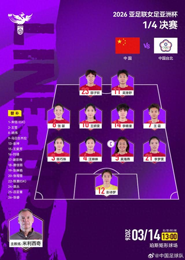 中国女足迎战中国台北队 争夺2027世界杯资格